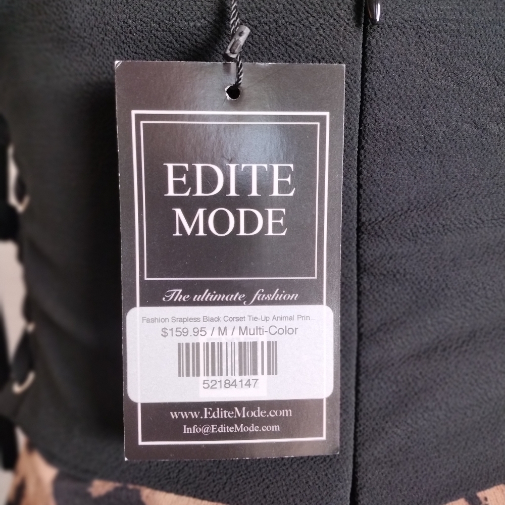 Blithe Edite Mode Strapless Black Corset Animal Print Wide Leg, Size Medium - Picture 10 of 10